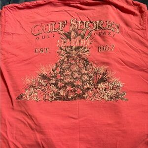 Coral Graphic T-Shirt with Pineapple Design